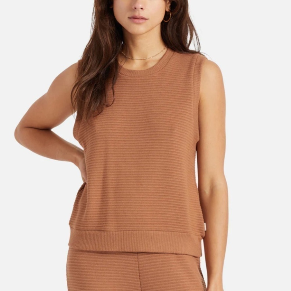 NWT Brixton Bandera Ribbed Knit Sweater Vest In Hide